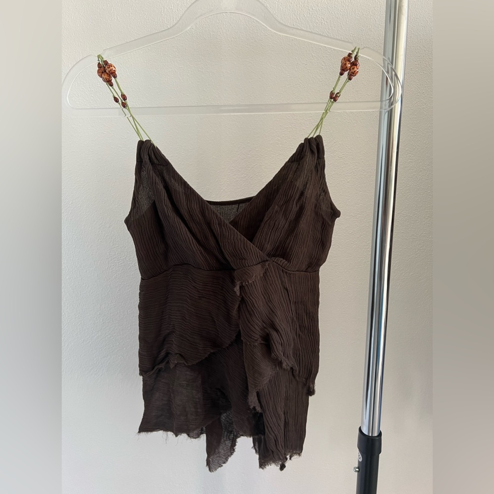 Brown tank top, small, beautifully detailed straps, brand Danielle alessandrini